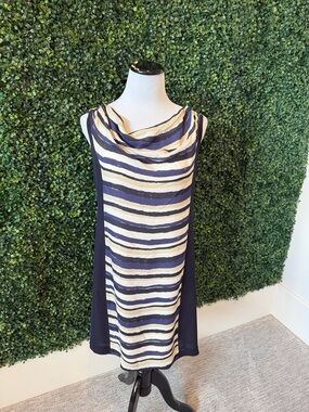 Tory Burch boat neck crepe striped shift dress